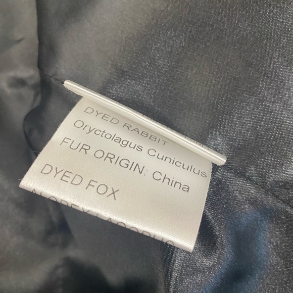 Glamourpuss Black Rabbit Fur Boxy Textured Jacket with Fox Fur Collar Medium - Picture 11 of 12